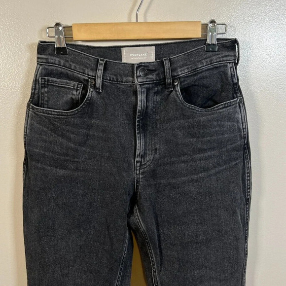 Everlane Cheeky Bootcut Jeans Size 27 Faded Black High Rise Frayed Hem Denim - Picture 4 of 9